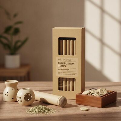 5 Yıl Moxibustion Aletleri Açık Kahverengi Profesyonel Terapi için Uygun Doğrudan veya dolaylı Moxibustion Metotları