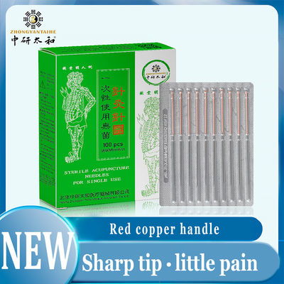 100 adet Zhongyan Taihe Tek Kullanımlık Akupunktur İğneleri Kırmızı Bakır Halka Kolu