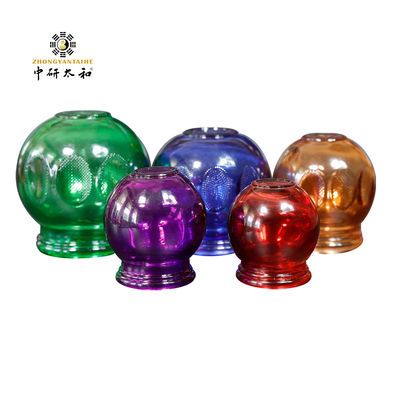 Özelleştirilmiş 5 adet Masaj Çukurluğu Seti Özel Çin Geleneksel Ateş Bardağı Cam Renkli Nem Çıkarma