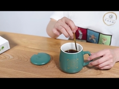 Mat 7x9cm Yeniden Kullanılabilir Seramik Kahve Fincanı Geleneksel Çin Tıbbı Tarzı Kaşıklı